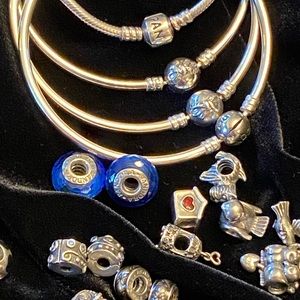PANDORA 26 DISCONTINUED RARE Pieces Charms, 4 Bracelets 22 Spacers Beads & MORE!